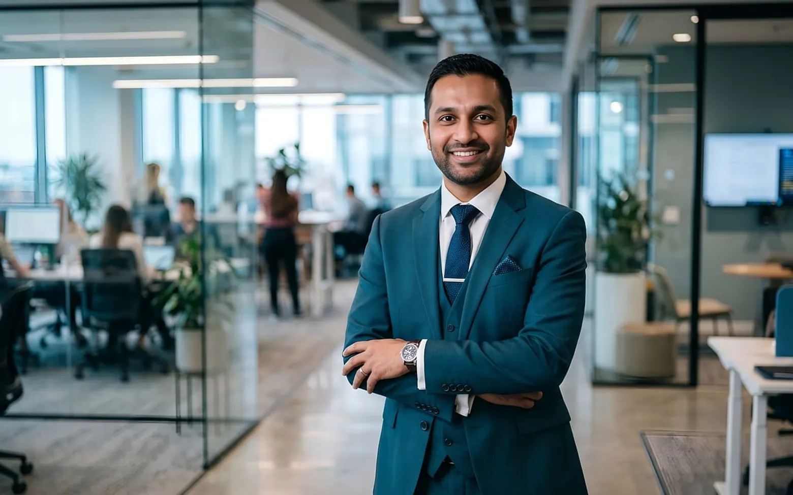 Businessman, corporate portrait and confident smile